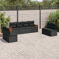 vidaXL 8 részes fekete polyrattan kerti ülőgarnitúra párnákkal kerti bútor