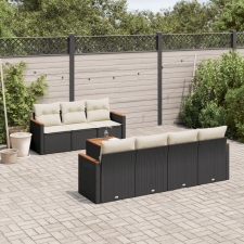 vidaXL 8 részes fekete polyrattan kerti ülőgarnitúra párnákkal kerti bútor