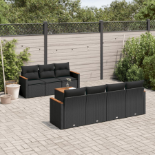 vidaXL 8 részes fekete polyrattan kerti ülőgarnitúra párnákkal kerti bútor