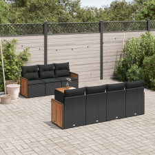 vidaXL 8 részes fekete polyrattan kerti ülőgarnitúra párnákkal kerti bútor