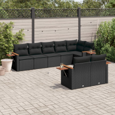 vidaXL 8 részes fekete polyrattan kerti ülőgarnitúra párnákkal kerti bútor