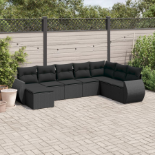 vidaXL 8 részes fekete polyrattan kerti ülőgarnitúra párnákkal kerti bútor