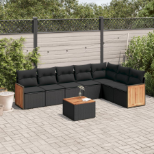 vidaXL 8 részes fekete polyrattan kerti ülőgarnitúra párnákkal kerti bútor