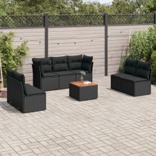 vidaXL 8 részes fekete polyrattan kerti ülőgarnitúra párnákkal kerti bútor