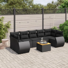 vidaXL 8 részes fekete polyrattan kerti ülőgarnitúra párnákkal kerti bútor