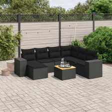 vidaXL 8 részes fekete polyrattan kerti ülőgarnitúra párnákkal kerti bútor