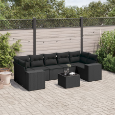vidaXL 8 részes fekete polyrattan kerti ülőgarnitúra párnákkal kerti bútor
