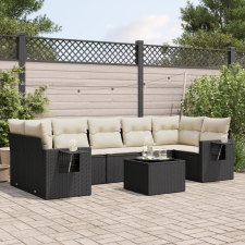 vidaXL 8 részes fekete polyrattan kerti ülőgarnitúra párnákkal kerti bútor