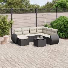 vidaXL 8 részes fekete polyrattan kerti ülőgarnitúra párnákkal kerti bútor