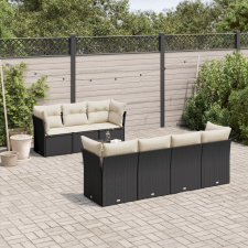 vidaXL 8 részes fekete polyrattan kerti ülőgarnitúra párnákkal kerti bútor
