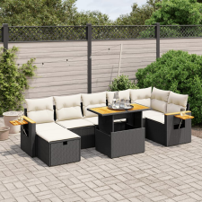 vidaXL 8 részes fekete polyrattan kerti ülőgarnitúra párnákkal kerti bútor