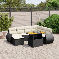 vidaXL 8 részes fekete polyrattan kerti ülőgarnitúra párnákkal kerti bútor