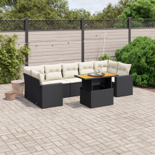 vidaXL 8 részes fekete polyrattan kerti ülőgarnitúra párnákkal kerti bútor