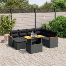vidaXL 8 részes fekete polyrattan kerti ülőgarnitúra párnákkal kerti bútor