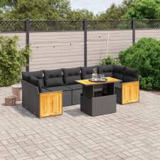 vidaXL 8 részes fekete polyrattan kerti ülőgarnitúra párnákkal kerti bútor