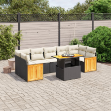 vidaXL 8 részes fekete polyrattan kerti ülőgarnitúra párnákkal kerti bútor