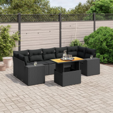 vidaXL 8 részes fekete polyrattan kerti ülőgarnitúra párnákkal kerti bútor