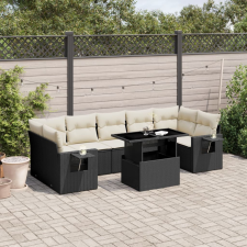 vidaXL 8 részes fekete polyrattan kerti ülőgarnitúra párnákkal kerti bútor