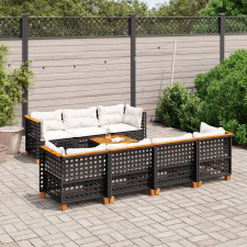 vidaXL 8 részes fekete polyrattan kerti ülőgarnitúra párnákkal kerti bútor