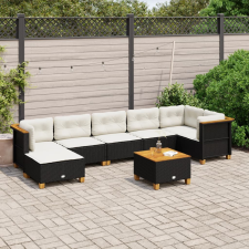 vidaXL 8 részes fekete polyrattan kerti ülőgarnitúra párnákkal kerti bútor