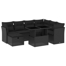 vidaXL 8 részes fekete polyrattan kerti ülőgarnitúra párnákkal kerti bútor