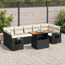 vidaXL 8 részes fekete polyrattan kerti ülőgarnitúra párnákkal kerti bútor