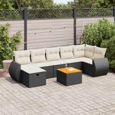 vidaXL 8 részes fekete polyrattan kerti ülőgarnitúra párnákkal kerti bútor
