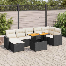 vidaXL 8 részes fekete polyrattan kerti ülőgarnitúra párnákkal kerti bútor
