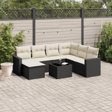 vidaXL 8 részes fekete polyrattan kerti ülőgarnitúra párnákkal kerti bútor