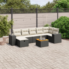 vidaXL 8 részes fekete polyrattan kerti ülőgarnitúra párnákkal kerti bútor