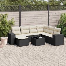 vidaXL 8 részes fekete polyrattan kerti ülőgarnitúra párnákkal kerti bútor