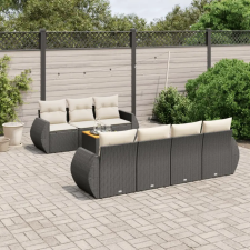 vidaXL 8 részes fekete polyrattan kerti ülőgarnitúra párnákkal kerti bútor