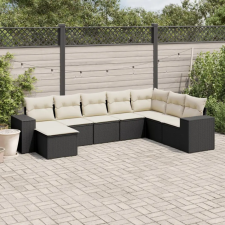 vidaXL 8 részes fekete polyrattan kerti ülőgarnitúra párnákkal kerti bútor
