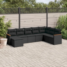 vidaXL 8 részes fekete polyrattan kerti ülőgarnitúra párnákkal kerti bútor