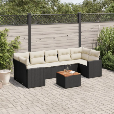 vidaXL 8 részes fekete polyrattan kerti ülőgarnitúra párnákkal kerti bútor