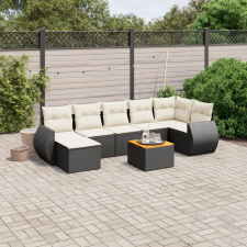 vidaXL 8 részes fekete polyrattan kerti ülőgarnitúra párnákkal kerti bútor