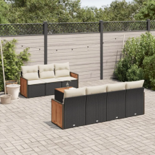 vidaXL 8 részes fekete polyrattan kerti ülőgarnitúra párnákkal kerti bútor