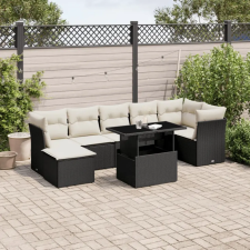 vidaXL 8 részes fekete polyrattan kerti ülőgarnitúra párnákkal kerti bútor