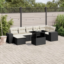 vidaXL 8 részes fekete polyrattan kerti ülőgarnitúra párnákkal kerti bútor