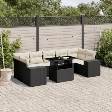 vidaXL 8 részes fekete polyrattan kerti ülőgarnitúra párnákkal kerti bútor