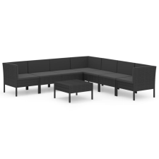 vidaXL 8 részes fekete polyrattan kerti ülőgarnitúra párnákkal (3094457) kerti bútor