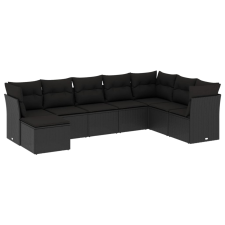 vidaXL 8 részes fekete polyrattan kerti ülőgarnitúra párnákkal (3218045) kerti bútor
