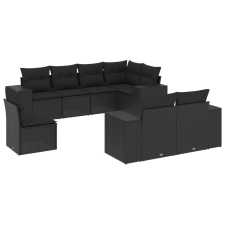 vidaXL 8 részes fekete polyrattan kerti ülőgarnitúra párnákkal (3222834) kerti bútor