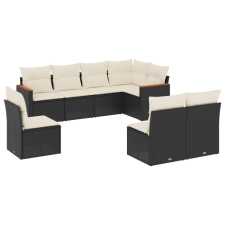 vidaXL 8 részes fekete polyrattan kerti ülőgarnitúra párnákkal (3226042) kerti bútor