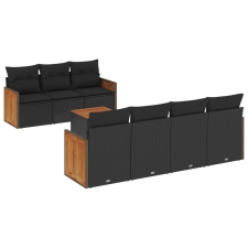 vidaXL 8 részes fekete polyrattan kerti ülőgarnitúra párnákkal (3227483) kerti bútor