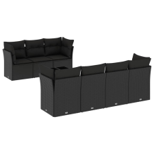 vidaXL 8 részes fekete polyrattan kerti ülőgarnitúra párnákkal (3249114) kerti bútor