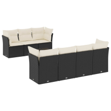 vidaXL 8 részes fekete polyrattan kerti ülőgarnitúra párnákkal (3249115) kerti bútor