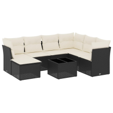 vidaXL 8 részes fekete polyrattan kerti ülőgarnitúra párnákkal (3249835) kerti bútor
