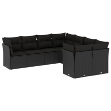 vidaXL 8 részes fekete polyrattan kerti ülőgarnitúra párnákkal (3250424) kerti bútor