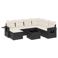 vidaXL 8 részes fekete polyrattan kerti ülőgarnitúra párnákkal (3252843) kerti bútor